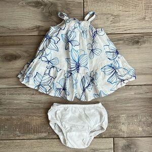 Gorgeous Baby Gap floral print linen dress and diaper cover 3-6m
